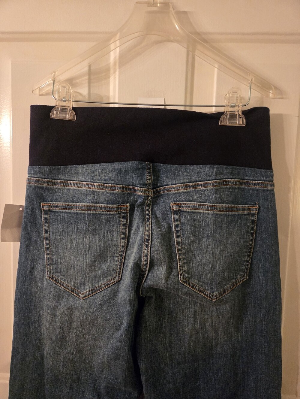 M RENA Maternity Wide Leg Raw Hem Jeans Size Large NWT - Picture 6 of 8